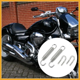 Partuto 1 Set 31mm 1.22" Motorcycle Exhaust Pipe Spring with U Shape Hooks Stainless Steel Silver Tone Replacement
