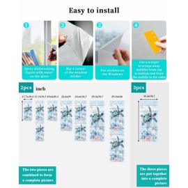 Sea Turtle Blue Window Privacy Film Summer Ocean Decorative Stained Glass Window Film Coral Starfish Plank Textured Static Windows Clings Sticker for Door, 35.4"x78.7" Blackout Shades Windows Cover