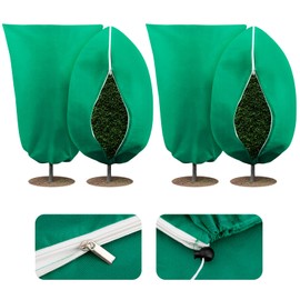 4 PCS Winter Plant Covers Freeze Protection, 80 X 120cm Large Plant Frost Protection Covers Plant Fleece Frost Protection Bags with Zipper Drawstring, From Birds and Insects - Green