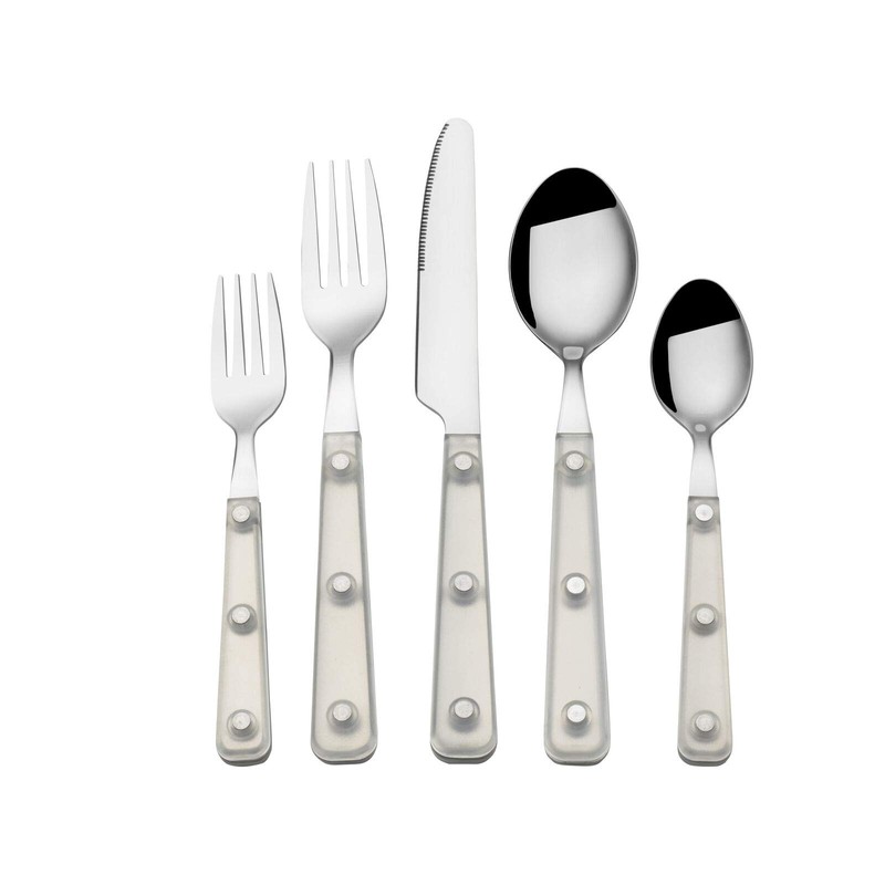 Mikasa Living Clear Translucent 18/0 Stainless Steel 20-Piece Flatware Set,