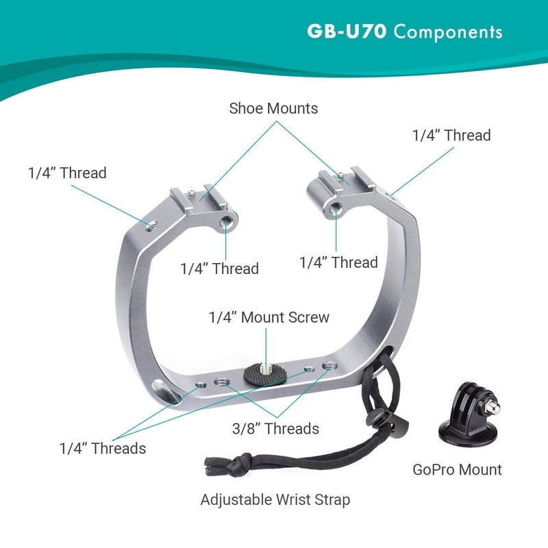 Movo GB-U70 Underwater Diving Rig with Cold Shoe Mounts &