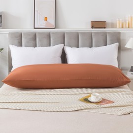 WhatsBedding Body Pillow Cover Cotton Fabric, Long Pillowcase Breathable & Skin-Friendly, Envelope Closure - Rust (21x54 inch)
