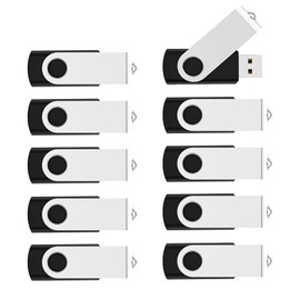 KOOTION 50pcs 1GB USB Flash Drive 1 GB Flash Drives 50 Pack Thumb Drive Swivel Memory Stick Jump Drive, Black