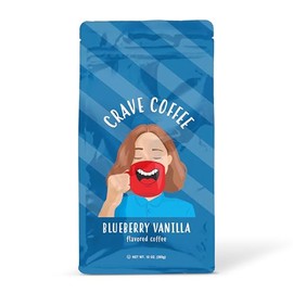 Crave Beverage Medium Roast Blueberry Vanilla Flavored Ground Coffee, 10 Oz (100% Arabica Beans, Kosher Certified, 1 Bag)