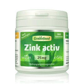 Active, 25 mg, Hochdosiert Zinc Tablets, Vegan – High Organic Availability. Strengthens the Immune System and Helps When Removed. No Artificial Additives. GM Free., , ,