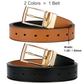 CHAOREN Reversible Belt for Women, Womens Leather Belt for Jeans Pants - 2 Styles in One Belt