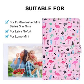 Tosuny Photo Album (3 inch, 16 pages, 96 photos) Photo Book with PU Cover, Suitable for Series 3 in Movies, Instant and Lomo, pink, Fashionable