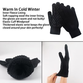 SSKHE Winter Warm Gloves, Touchscreen Knitted Gloves, Anti Slip Thermal Windproof Cycling Running Hiking Sports Gloves for Men Women