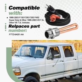 Diesel Engine Block Heater Assembly Heating Unit with Cable Cord Fits for 1995-2003 F150 F250 F350 F450 Super Duty & Other Fo-rd V8 7.3L Vehicles Replace F7TZ-6A051-AA 120V 1000W 3/4" NPT