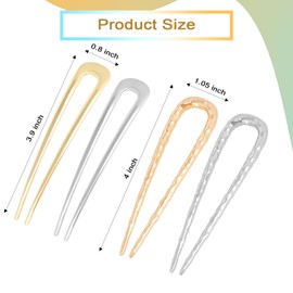 French Hair Pin Metal Gold Silver Hair Pins for Women Buns U Shaped Hair Pins for Women Styling Hair Fork for Thick Hair Girls Hair Accessories