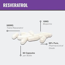 MAAC10 Formulas Trans-Resveratrol 500mg + BioPerine 5mg For Enhanced Bioavailability | 60 Gastric Acid Resistant Capsules | 1000mg Polygonum Cuspidatu