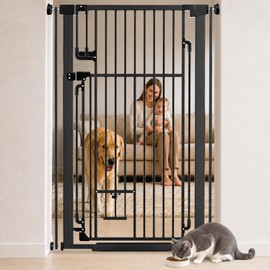 51" Extra Tall Pet Gate with Cat Door, 32-34" Wide Cat Gate for Doorways