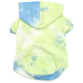 The Worthy Dog Tie Dye Pattern Hoodie Soft and Breathable Dog Hoodie, Cotton Knit Fabric For Dogs Cats Pets - Medium, Blue