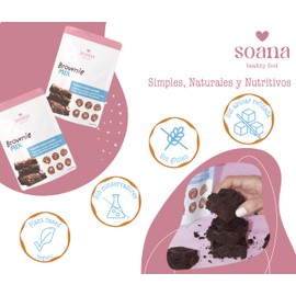 Harina para Brownies de Harina de Almendra y Avena, Soana, Vegana, 400 gr, Postre Saludable