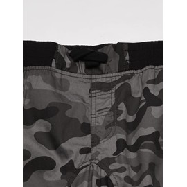 Southpole Boys' Big Fine Twill All Over Camo Jogger Shorts with Cargo Pockets, Grey/Black, Small