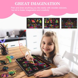 Vykor 40 Sheets 2 Books Scratch Art Crafts for Kids, Black Magic Scratch Art Notes Paper Boards，Gifts for Children to Learn to Paint