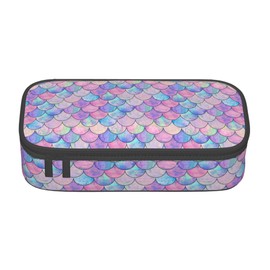 Abaysto Mermaid Pencil Case for Girls and Kids Cute Pen Box Pouch Large Pencil Bag with Double Zipper, Portable Pencil Pouch for School Office Supplies