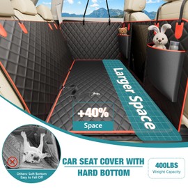 Bark Lover Waterproof Dog Car Seat Cover for Back Seat – Heavy Duty Back Seat Extender for Dogs with Hard Bottom, 7-Layer Protection, Non-Slip & Scratchproof, Easy to Install (Red)