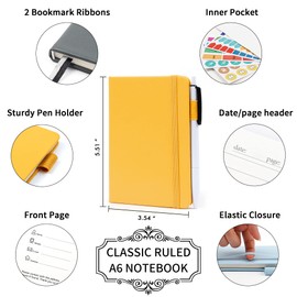 feela Notebook A6, 3 Piece Notebooks Set, Journals Book Bulk with 3 Gel Pens, Black, 80 GSM, 112 Pages, 8.89 x 13.97 cm, Mini Notepad Set Suitable for Office and School, Notebook with 3 Colours