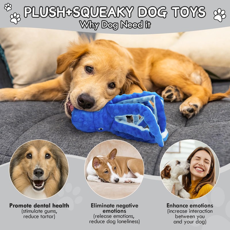 Chngeary 2 Pack Octopus Squesky Dog Toys for Large Medium