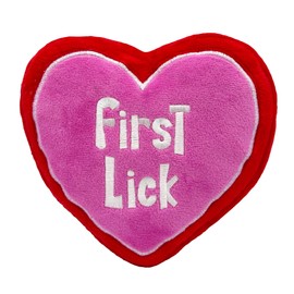 Huxley & Kent for Dogs | First Lick Heart (Small) | Double Sided Valentine's Day Funny Dog Toy | Power Plush Dog Toy with Squeaker | Dog Gift | Fun, Durable | H&K Squeaky Dog Toy