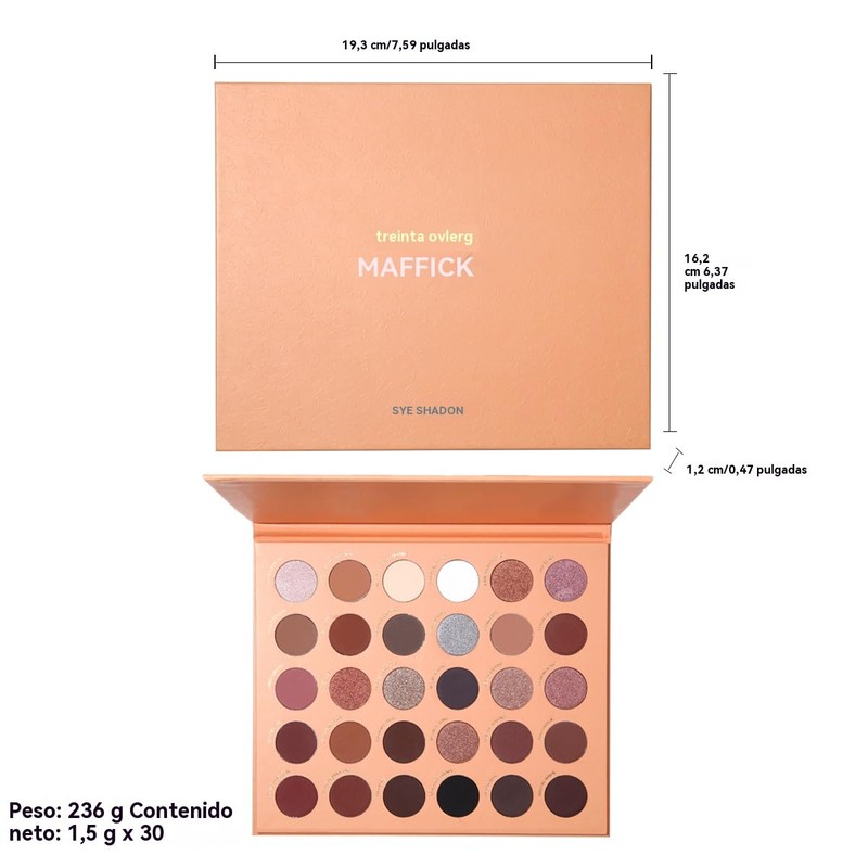 MAFFICK Paleta de Sombras de Ojos, 30 Colores, Acabados Mate,