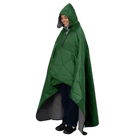 KawaGebo Kamp Large Outdoor Waterproof Blanket Extra Thick Fleece Stadium Blanket for Camping, Car, Pet, Picnics - Windproof, Wearable, Machine Washable 80" x 58" (Green,Hooded)