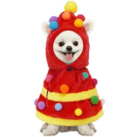 Kuoser Dog Christmas Outfit, Christmas Tree Dog Costume, Winter Puppy Dress with Hat Pet Clothes for Small Medium Large Dogs, Perfect for Xmas Tree-Themed Costume Parties