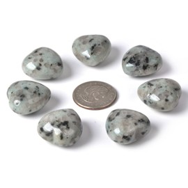 Justinstones Kiwi Jasper Healing Crystal Heart Love Stones Pocket Palm Thumb Gemstones Chakra Reiki Balancing Valentines Day Gifts 1 inchPack of 5