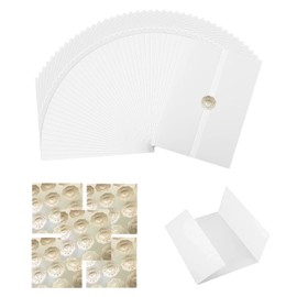 Xiciki 55 PCS Vellum Jackets, Vellum Paper for Wedding Invitations with 5 Seal Stickers Pre-Folded Vellum Jackets 5x7 Inch Translucent Wrap Jackets for Wedding, Birthday, Housewarming, DIY Projects