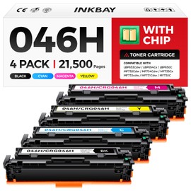 046H Toner Cartridge Set with Chip High Capacity Replacement for Canon CRG-046H 046 Toner Cartridges Compatible with LBP654Cdw MF731Cdw MF733Cdw MF735Cdw Printer (Black Cyan Yellow Magenta, 4-Pack)