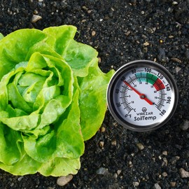 Long Stem Compost Soil Thermometer for Gardening Stainless Steel Soil Testing Thermometer Fahrenheit and Celsius 1.5" Dial Display Easily Monitor The Temperature in Compost Heaps and Soil (5'')