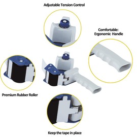 Heavy Duty Packing Tape Gun for 2" Width Tape, Hold up to 180 Yards Length roll, Plus 1 Roll of Heavy Duty Packing Tape 1.88" x 60y x 2.7mil, Perfectape Brand, 2-Pack