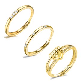 Heart Gold Fidget Ring Set, Adjustable Open Spinner Silver Rings for Women, Stress Reliever Gold Anxiety Ring, Anxiety Relief Gold Thumb Ring for Women to My Daughter Birthday Jewellery Gift