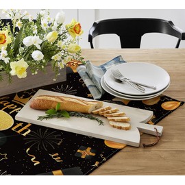 Artoid Mode 18th Birthday Black Gold Happy 18th Birthday Table Linen, Kitchen Table Decoration, Indoor, Holiday, Party Decor, 85 x 85 cm