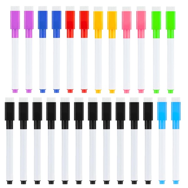 Mooshy Whiteboard Markers, Pack of 25 Whiteboard Pens 8 Colours