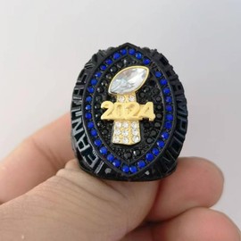 guancrown 2024 Fantasy Football Championship Trophy Ring Award Prize Sports Winner FFL Champion Ring (size 9, ring and stand)