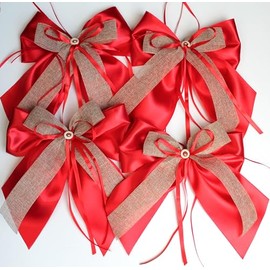 CaPiSo Pack of 4 Fabric Bows Satin Bows 20 x 25 cm Gift Bow Decorative Bow Satin Bow Birthday Christmas Tree Bow Christmas Tree Bow Christmas (End 13)