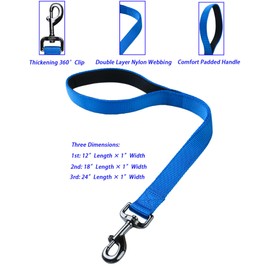 Cyclpet Premium18 Inches Nylon Short Dog Leash with Heavy Duty Clip and Soft Padded Handle for Large Medium Breed Dogs Daily Use Jogging,Walking,Training etc... (18 Inches, Classic Blue)