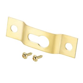 TA-VIGOR 40 mm x 11 mm Schlüsselloch-Aufhängeplatten mit Schrauben, goldene Eisen-Bilderrahmen-Haken zum Aufhängen von Bildern, Bilderrahmen, Wandhaken, Bilderaufhängung, Hardware-Kit - 20 Stück