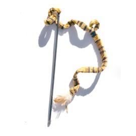 Kats'N Us Cat Teaser Wand Tiger Stripe Print with Feathers Cat Toy (Brown Stripe)