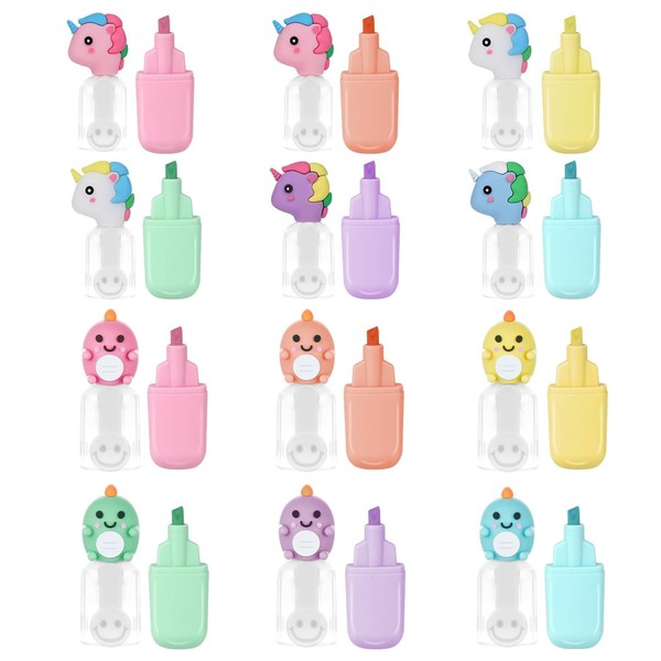 Cute Highlighter Pen Highlighter Set 12 Pieces Pastel Colourful Funny
