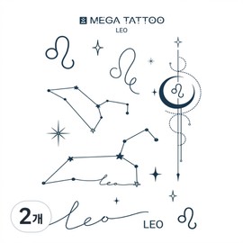 MEGA TATTOO 12 types of constellation tattoo stickers (choose 1), 2 pieces, Leo Leo / MEGA TATTOO 별자리 타투스티커 12종(택1), 2개, Leo 사자자리