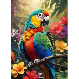 Fumupe 5D Diamond Painting Parrot, Animals Diamond Painting Adults, Full DIY Diamond Art Painting Embroidery Set, Cross Stitch Pictures, Home Wall Decor, 30 x 40 cm