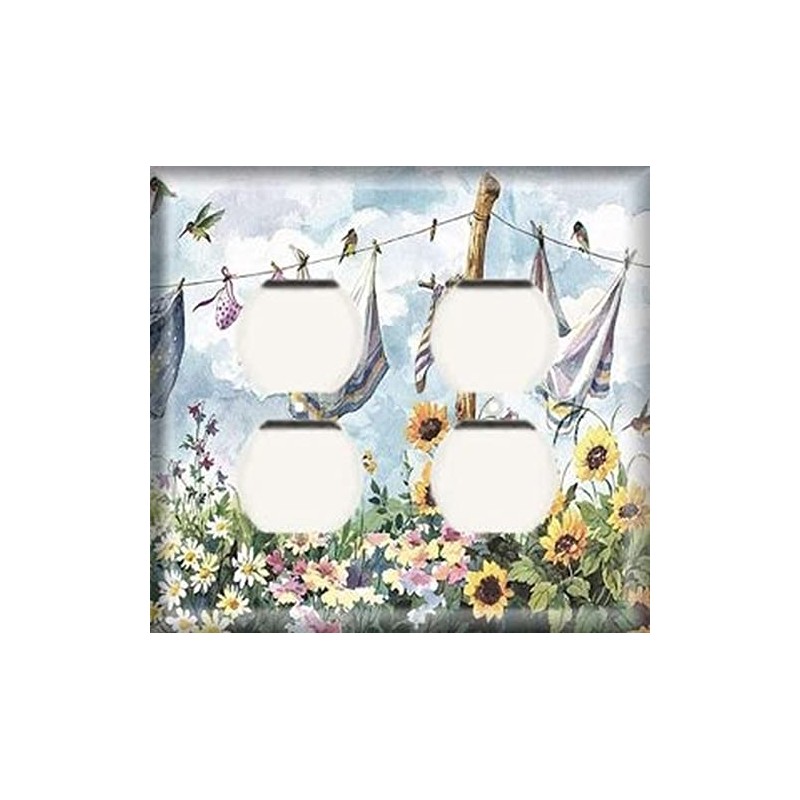 SnazzySwitch Decorative Outlet Cover Plate - Clothesline - Double Duplex