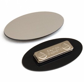 Oval Name Badge Blanks with Magnet - 10 Pack (Brushed Silver)