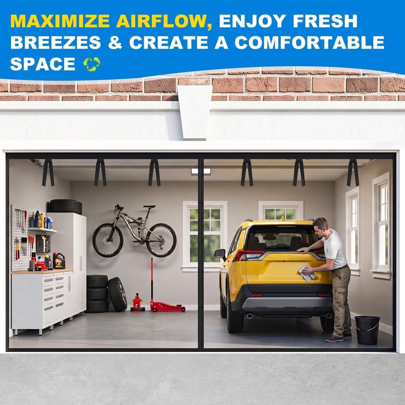 16x7FT Garage Door Screen for 2 Car