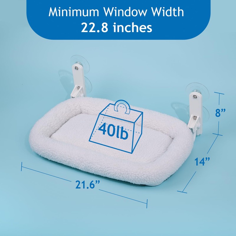 Zakkart Foldable Cat Hammock for Window - Cordless, Embeded Machine