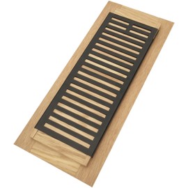 Homewell Red Oak Wood Floor Register, Drop in Vent with Damper, 4x12 Inch, Unfinished
