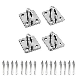 UTwaySteelPro M8 Rectangular Stainless Steel Upholstery Eye Plate Heavy Duty for Securing and Installing Sandbags, Hanging Baskets, Swings, Pack of 4